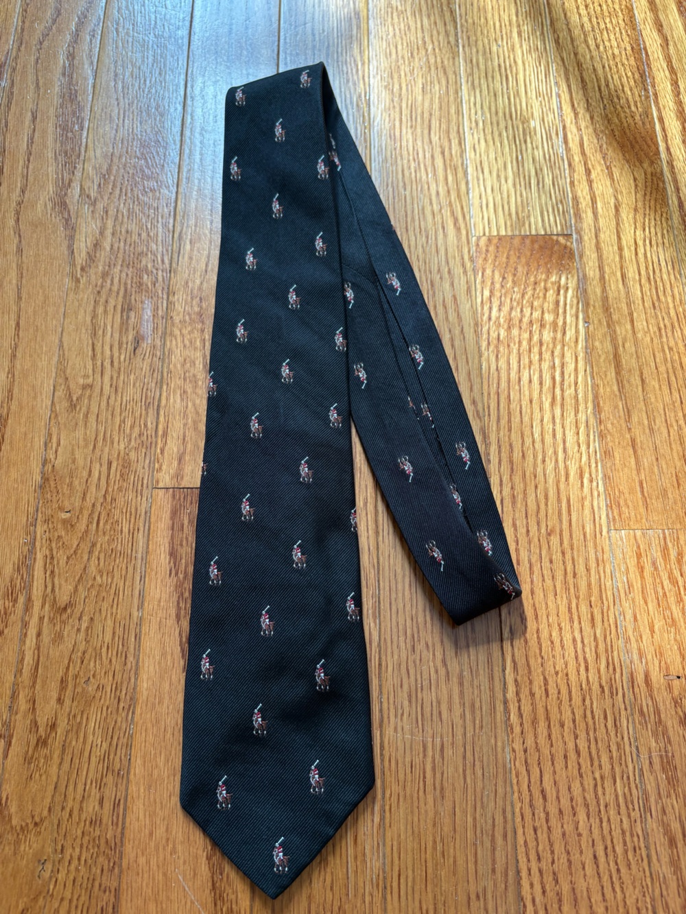 Polo Ralph Lauren Men’s Tie Black with Pony Motif Made in Italy